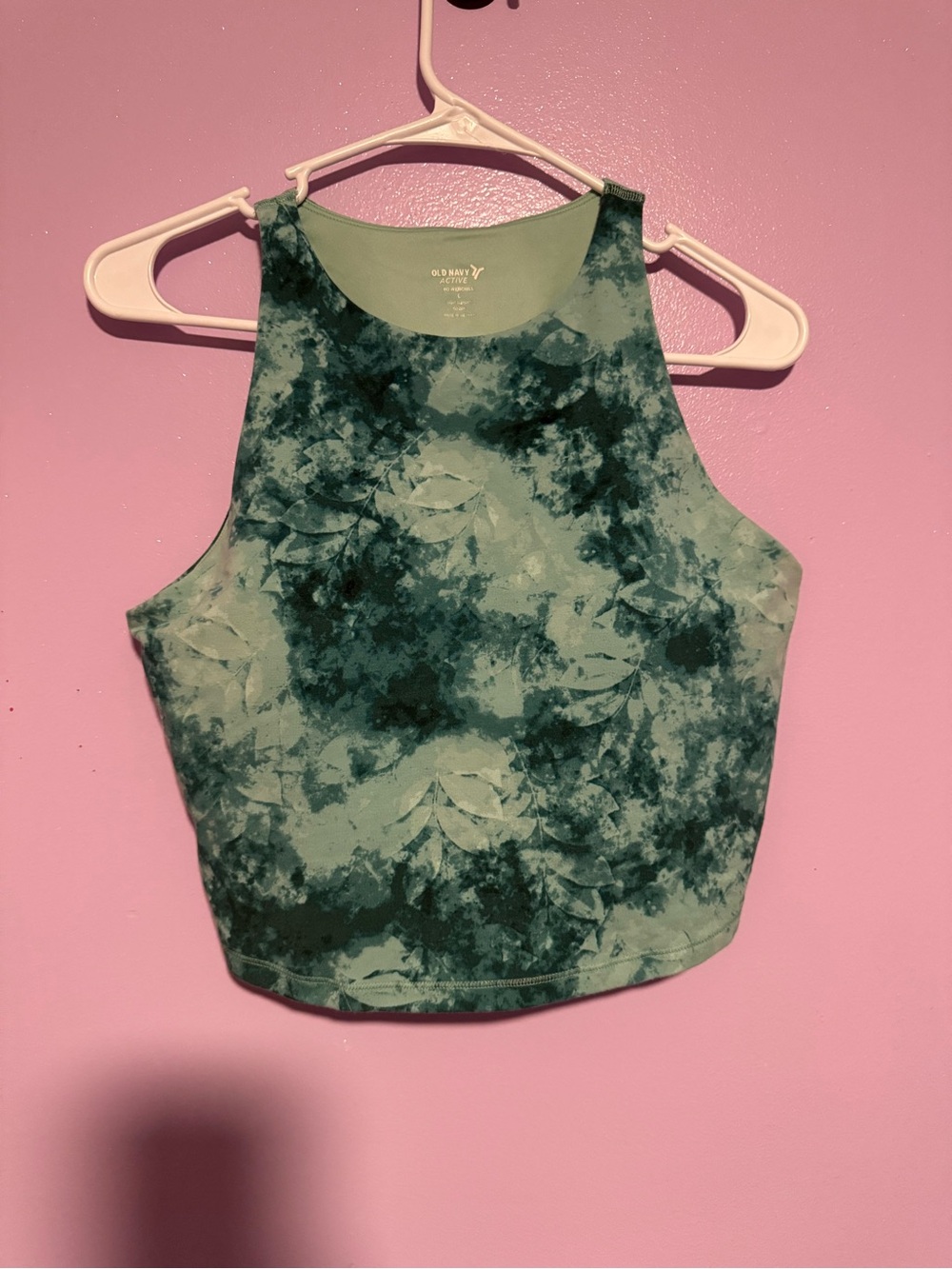 Old Navy Teal and Dark Green Tie-Dye Cropped Tank